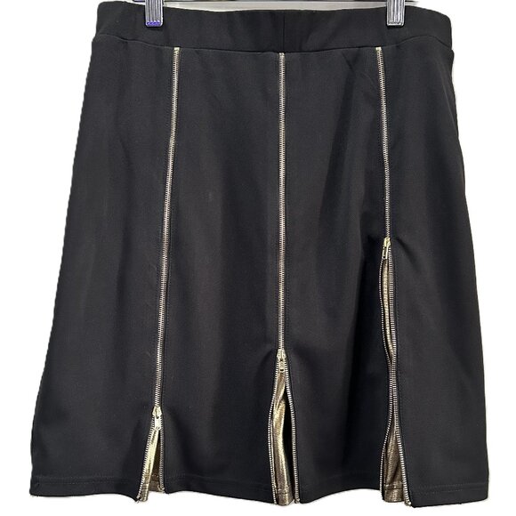 Tov Los Angeles Metallic Zippered Skirt Black/Gold Size XL (14/16) Women's‎ - Picture 7 of 15